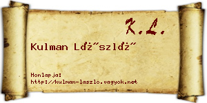 Kulman László névjegykártya