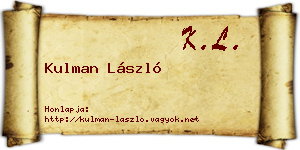 Kulman László névjegykártya